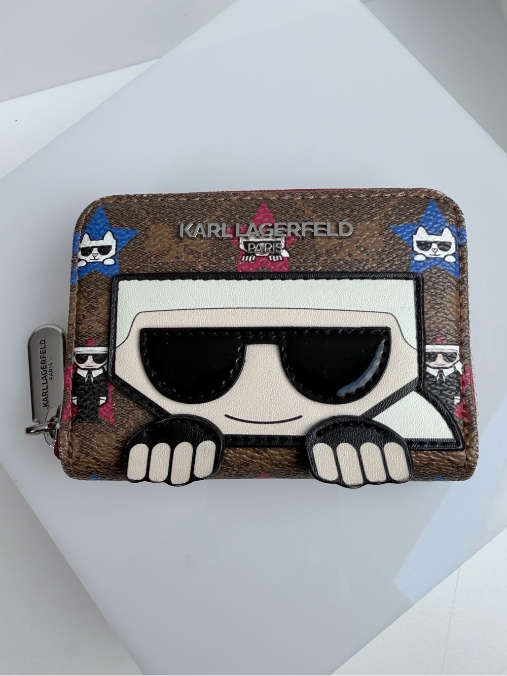 Karl Lagerfeld Paris ID Credit Card Holder Zip Around Closure Wallet Choupette